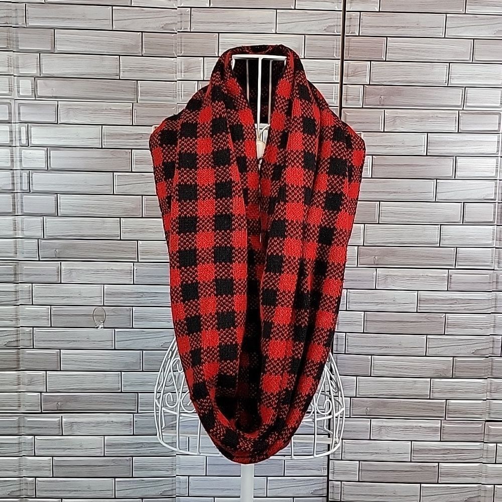 Express red and black plaid infinity scarf